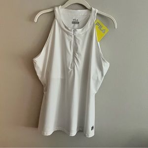 NWT women’s Fila sports top Halter Tank size XL white quarter zip with s…